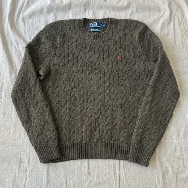 폴로랄프로렌 90s 앙고라 카키 케이블 니트 L