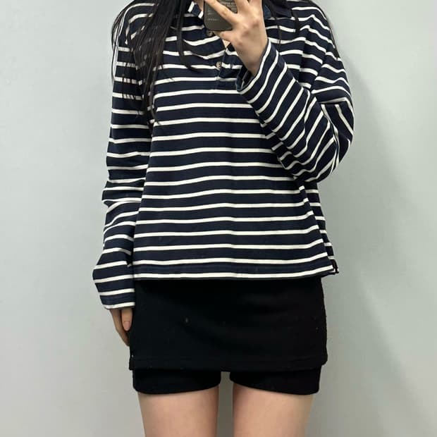 Cos 코스 스트라이프 긴팔 카라 티셔츠