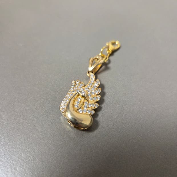 Cubic Swan 빈티지 핀 키링 브로치 목걸이