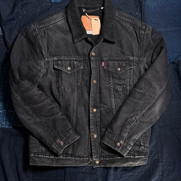 리바이스 프리미엄 타입 3세대 쉐르파 블랙 트러커 자켓 L