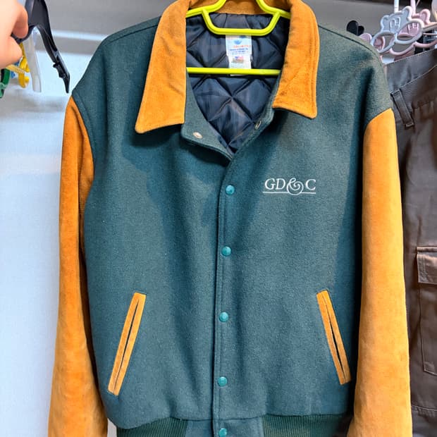 미국 빈티지 울 레더 바시티 M