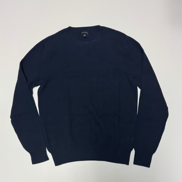 한섬 클럽모나코 와플 긴팔 코튼 니트 네이비