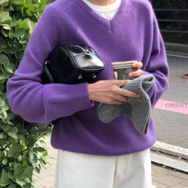 디앰버 캐시 퍼플 니트