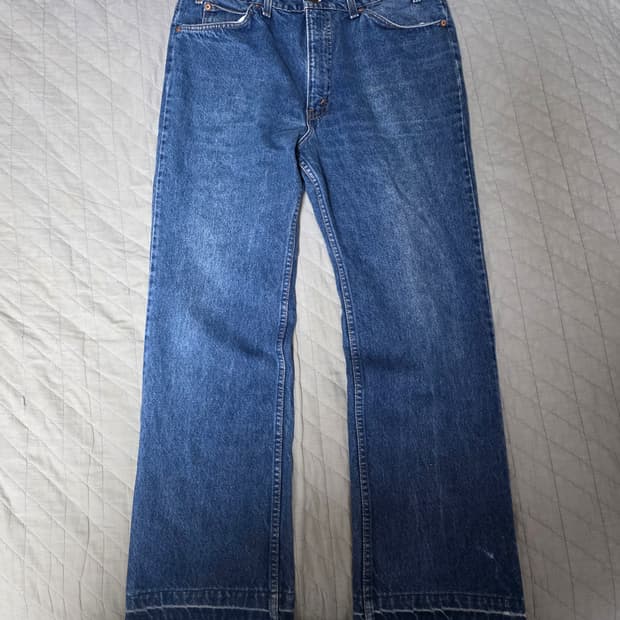 [38X32] 80s 빈티지 리바이스 517 부츠컷 데님 인디고 3 컷팅