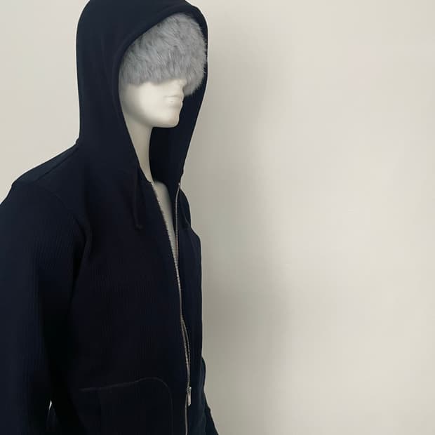 rib knit hoodie zip up