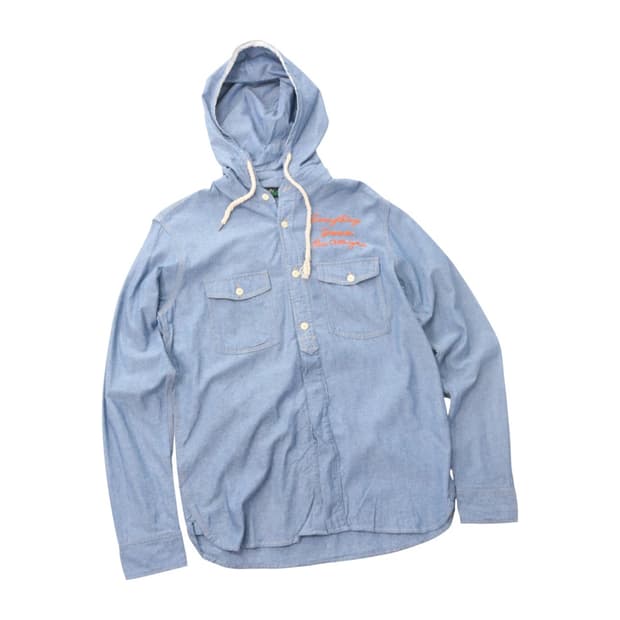 MAGIC MOMENT 레트로 샴브레이 후디 워크 셔츠