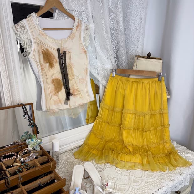 yellow frill skirt