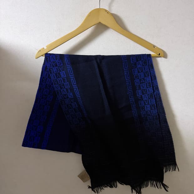 베르사체 양면 울 머플러 (블루&블랙)