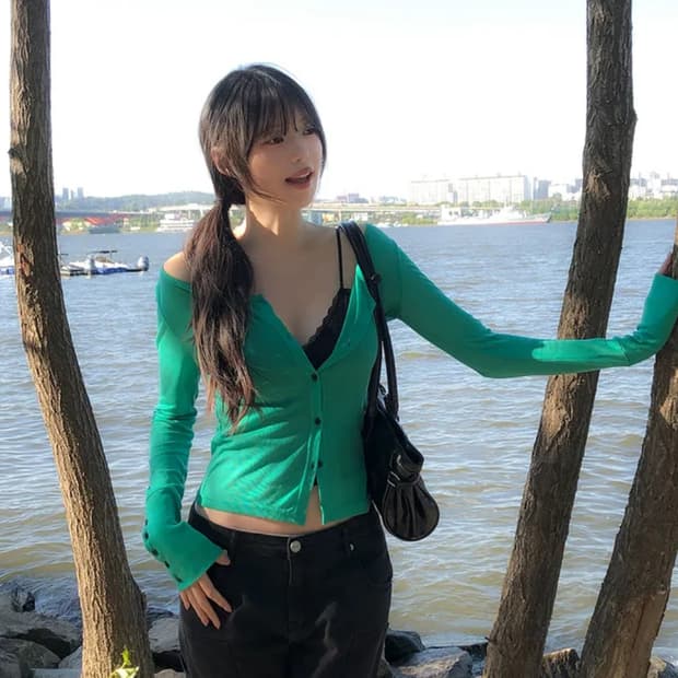 반팔증정/풀하우스 송혜교st/당일배송) 유랜 브이넥 버튼 텐셀 가디건