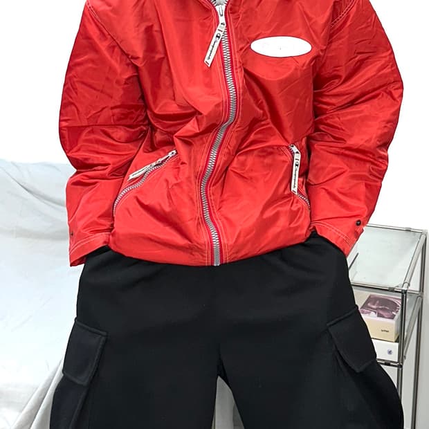 챔피온 90s 레드 실버 로고 점퍼 M