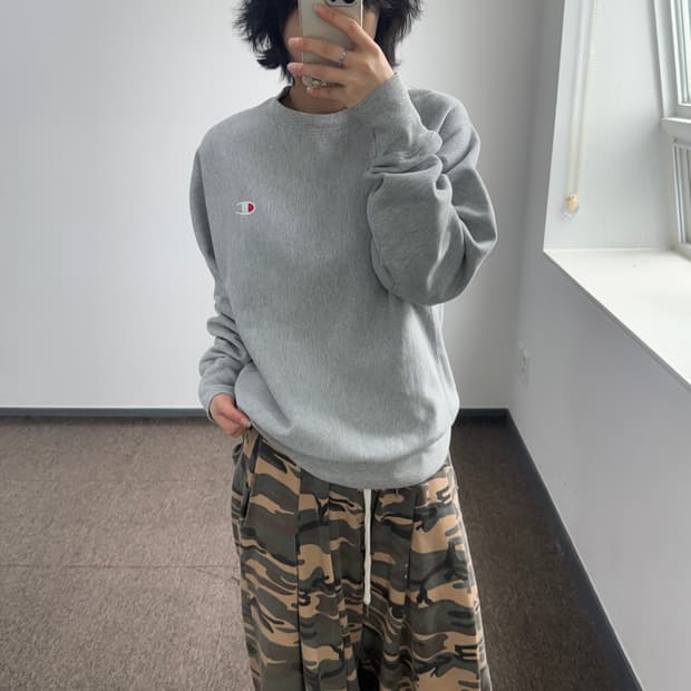 Champion 챔피온 스몰 로고 그레이 맨투맨