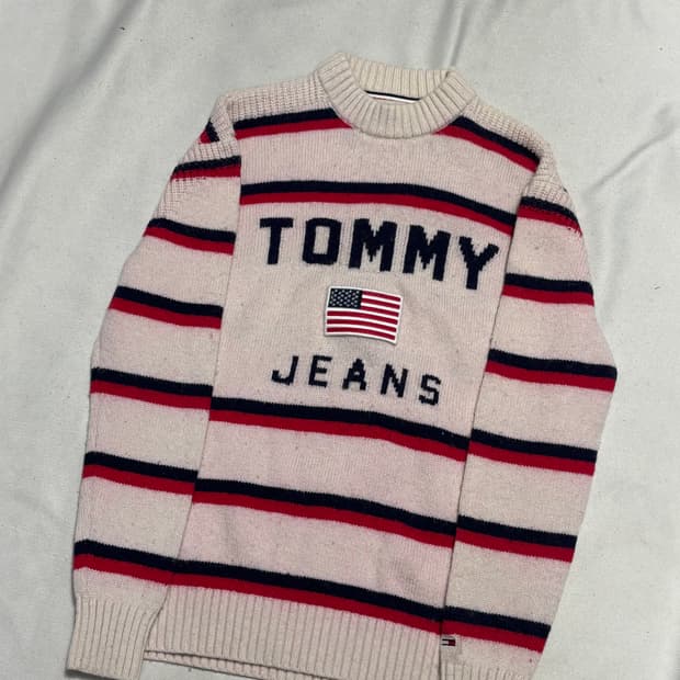 L 타미진스 스트라이프 모 니트 스웨터