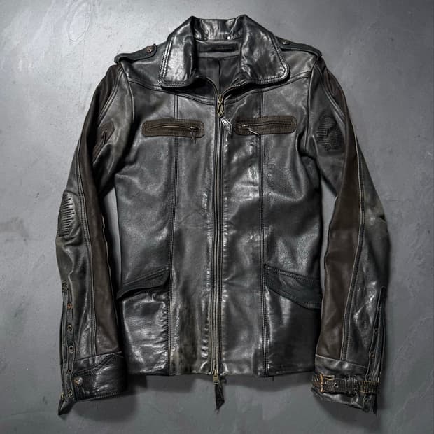 14th Addiction Distressed Leather Jacket