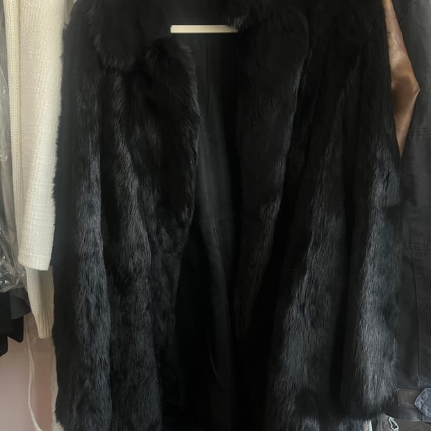 검정 블랙 퍼 점퍼 코트 자켓