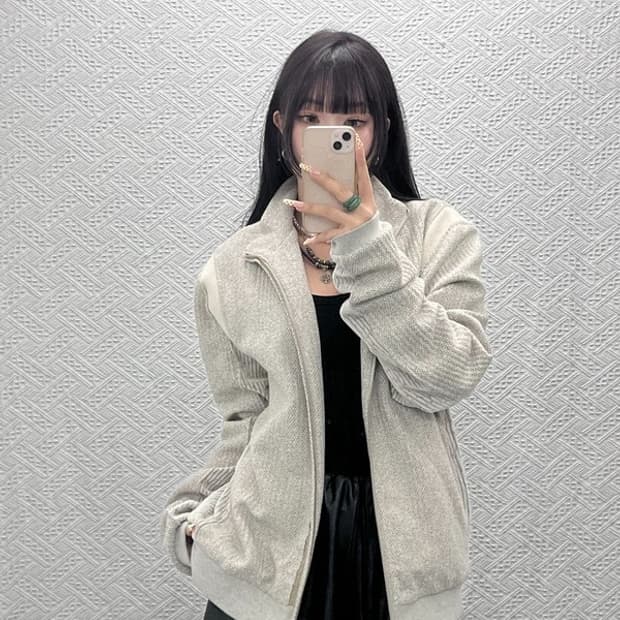 엑슬림 xlim ep8 트위드 니트 져지 집업 자켓 L C09670