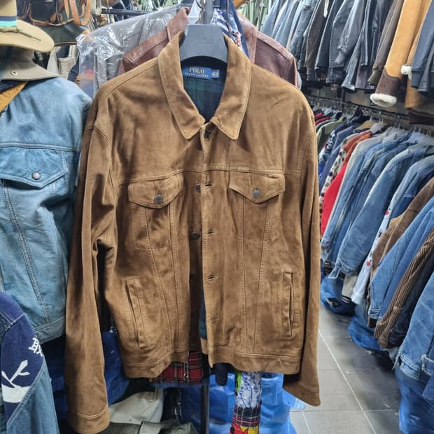 폴로 랄프로렌 스웨이드 자켓 브라운 염소가죽