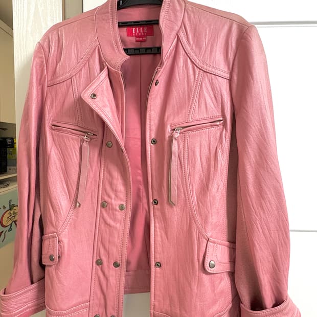 핑크색 라이더자켓