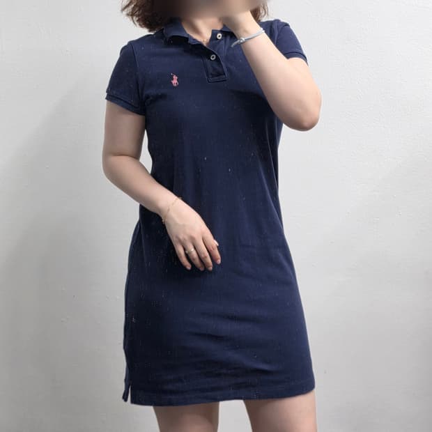 [프립]폴로 랄프로렌 네이비 반팔 카라 원피스
