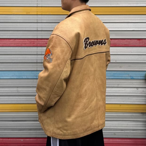 90s Pro Player NFL 팀 덴버 브롱코스 바시티 가죽 자켓