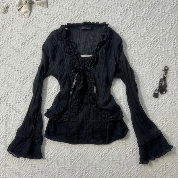 스팽글 가디건 레이스 슬리브리스 2pcs SET