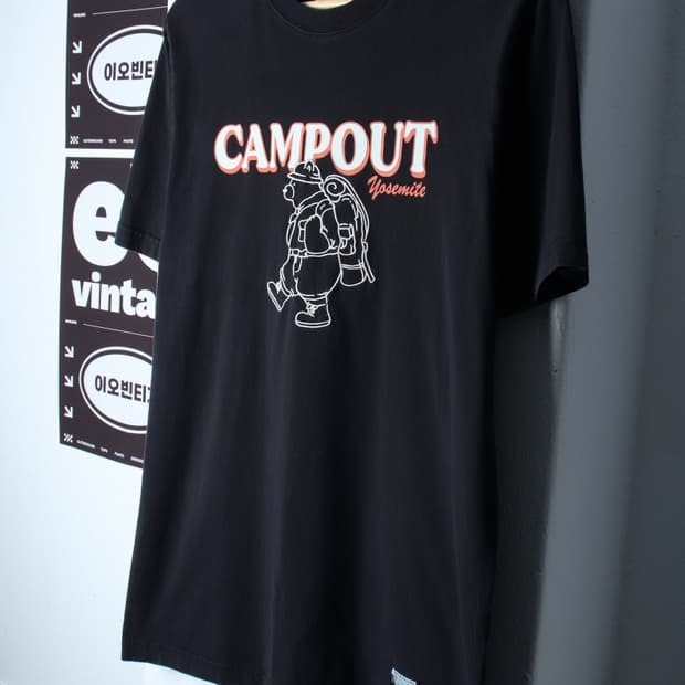 (L-XL) 후아유 반팔 티셔츠 캠핑 블랙 아메카지-H32159