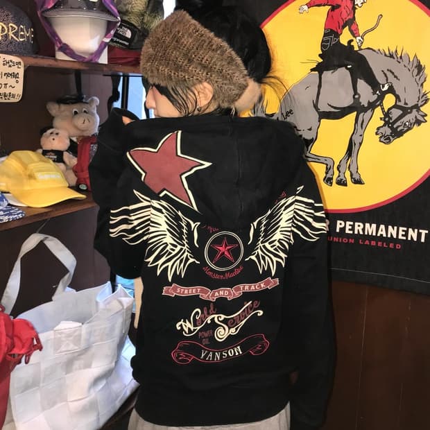 Vanson Embroidery Star Hood Zip-Up