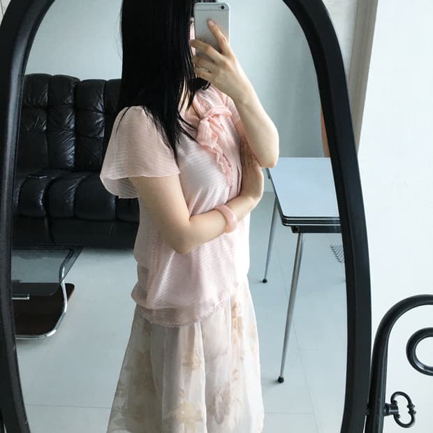sheer stripe ruffle blouse