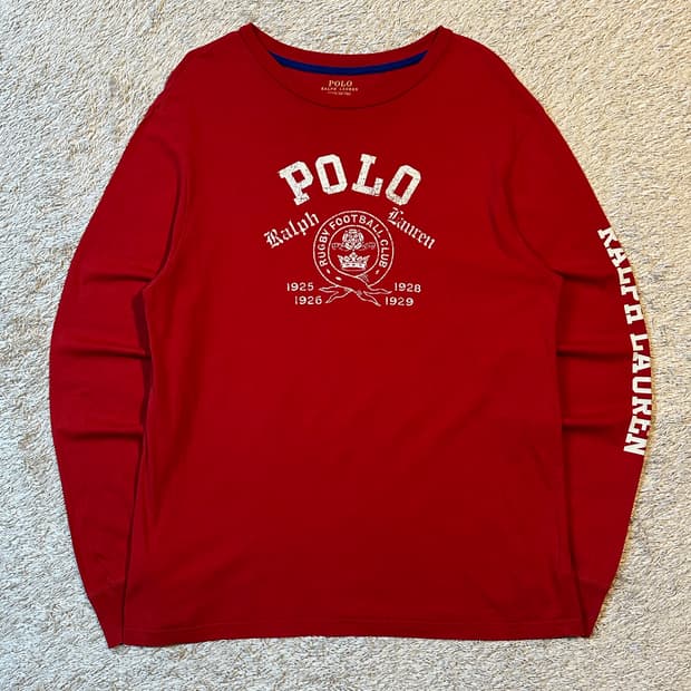폴로 랄프로렌 사이드라인 로고 롱슬리브 긴팔 레드
