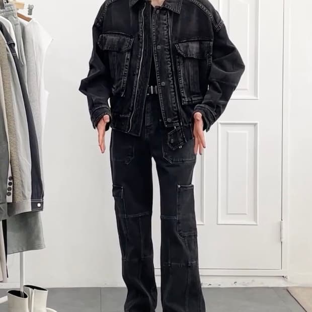 데님자켓 디앤에스알 디앤써 블랙 밀키 데님 트러커