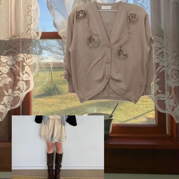 Vintage Floral Appliqué Cardigan