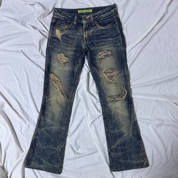 Cook jeans 워싱 플레어 데님팬츠 y2k vkei 토네이도마트
