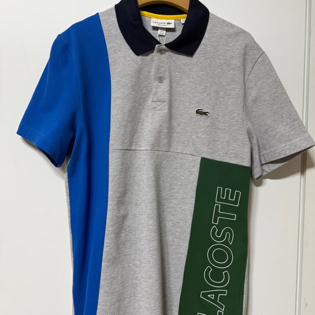 라코스테 컬러블록 반팔 카라티 그레이/블루