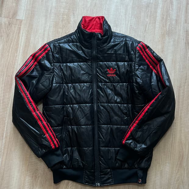 아디다스 ac밀란 리버시블 경량 패딩 자켓 100 검빨