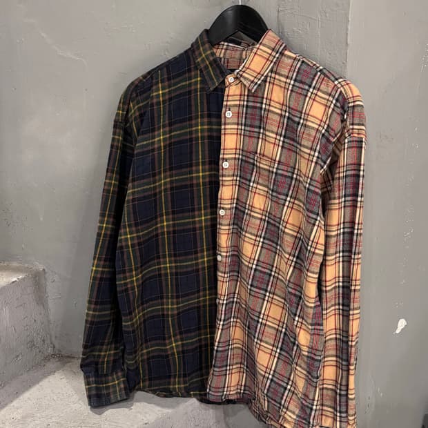 Gostar de FUGA 패치워크 체크 셔츠 