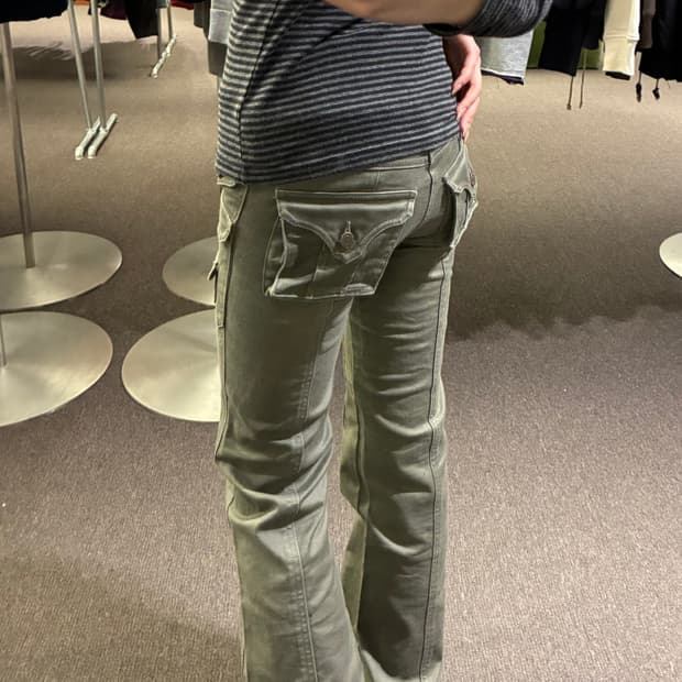 0)Japanese vintage 여성 부츠컷 카고팬츠