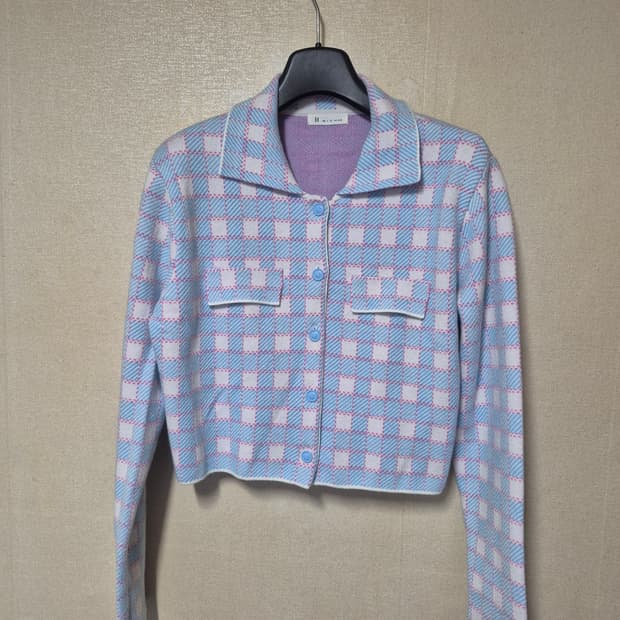 잇미샤 체크패턴 숏 가디건(자켓)