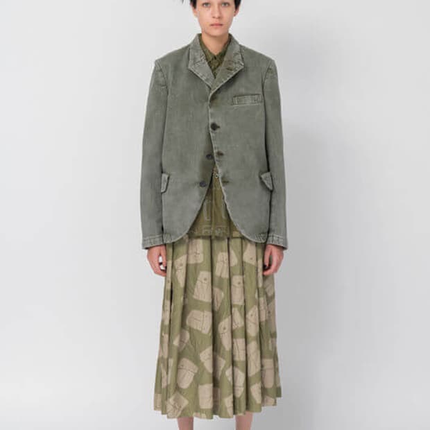 Abstract Pocket Print Pleats Skirt