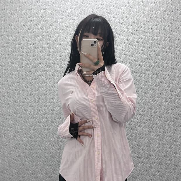 폴로 랄프로렌 빈티지 여리 핑크 옥스포드 셔츠 L C09388