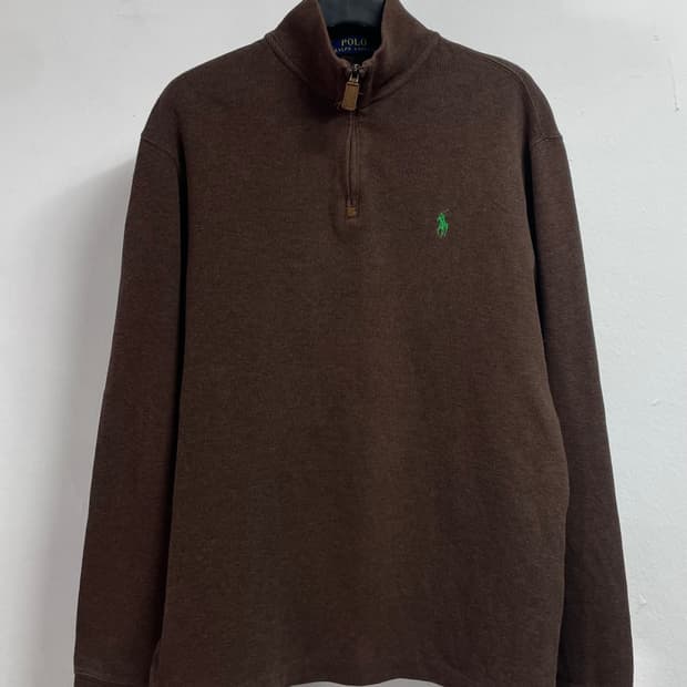 폴로 랄프로렌 브라운 반집업 맨투맨 (on.09)  