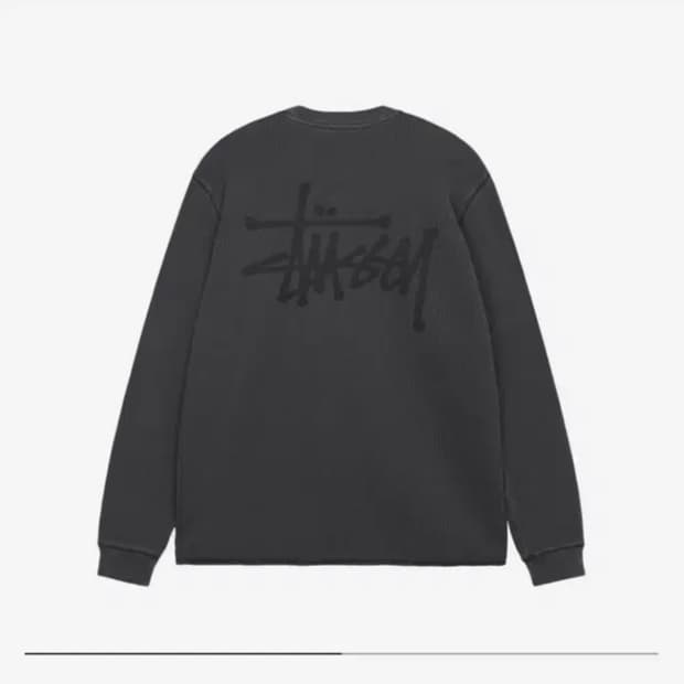 스투시 베이직 스탁 써멀 롱슬리브 워시드 블랙