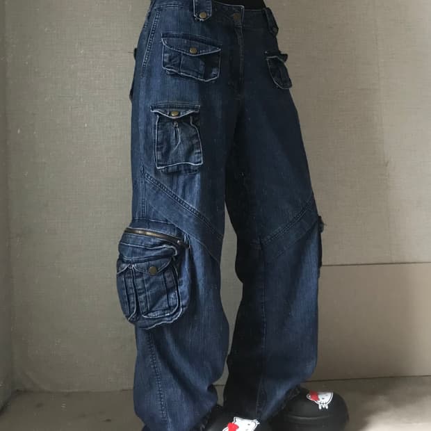 멀티포켓 데님 카고팬츠