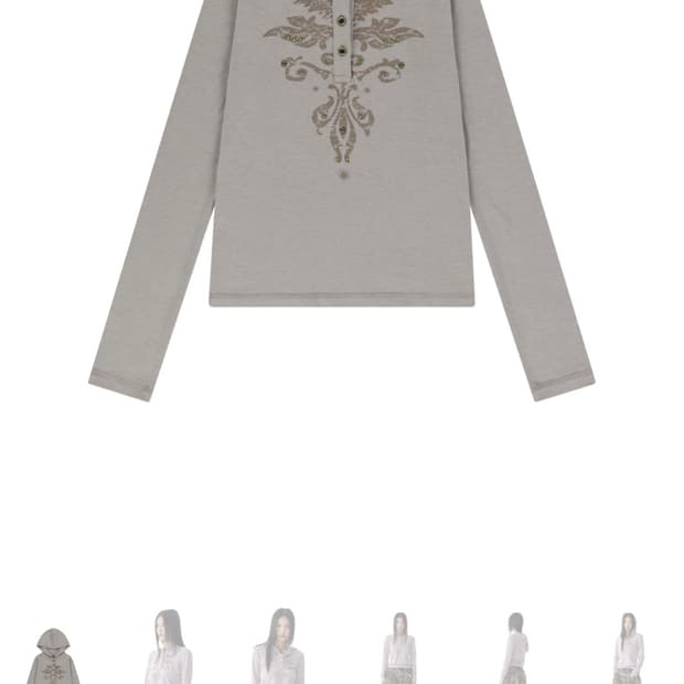 Aakam 스터드 후드 롱슬리브