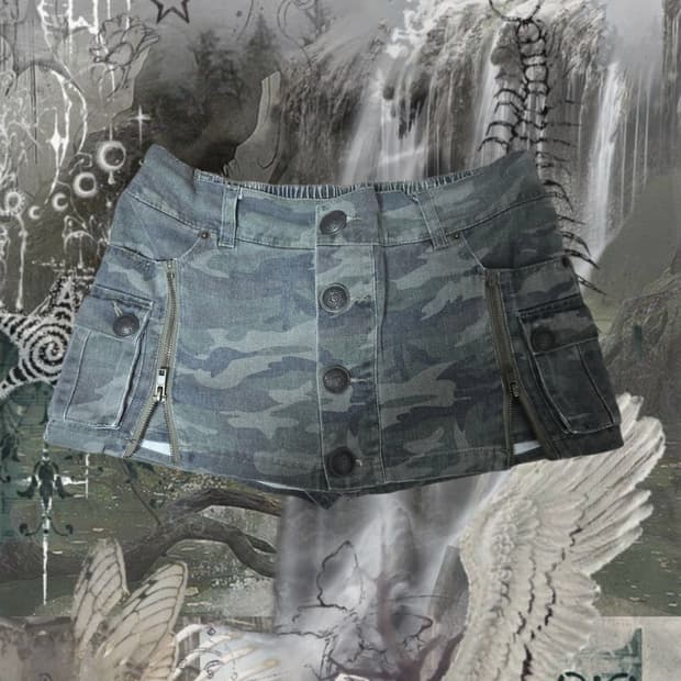 vintage camo Zipper short pants