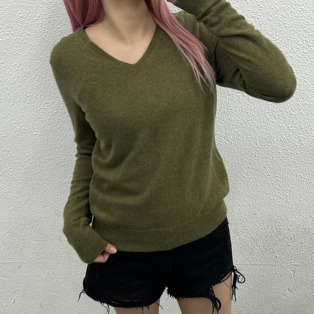 폴로 랄프로렌 카키포니 카키 브이 니트 L