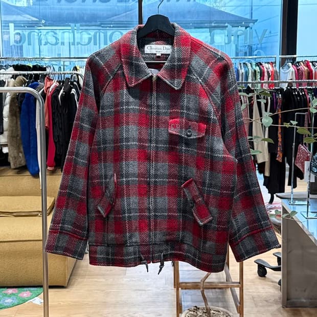 크리스찬 디올 스포츠 90s 타탄체크 카라넥 자켓 