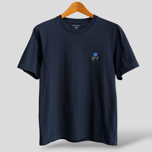 (S)유니클로 JW앤더슨 플라워 자수 반팔티셔츠