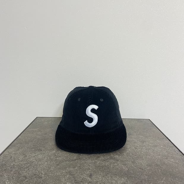 슈프림 코듀로이 블랙 에스로고 S로고 볼캡 모자 6패널 캡