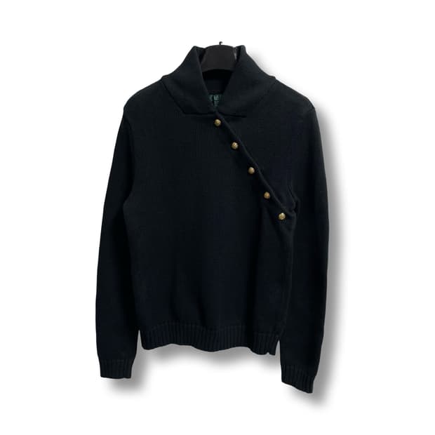 [S] 로렌 랄프로렌 사선 버튼 블랙 니트