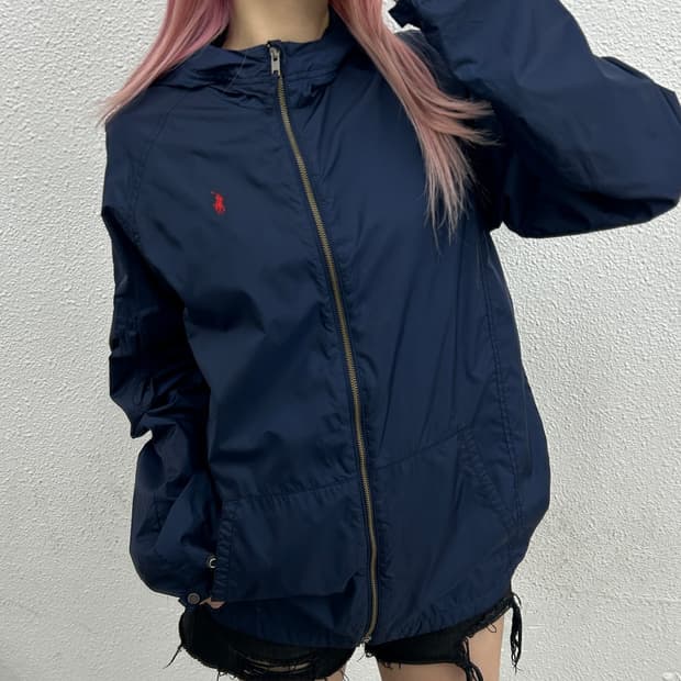 폴로 랄프로렌 레드포니 네이비 후드 바람막이 XL