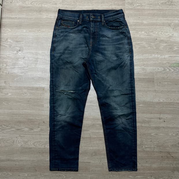 디젤 스트레이트 워싱 데미지드 데님진 찢청바지 [진청] 32